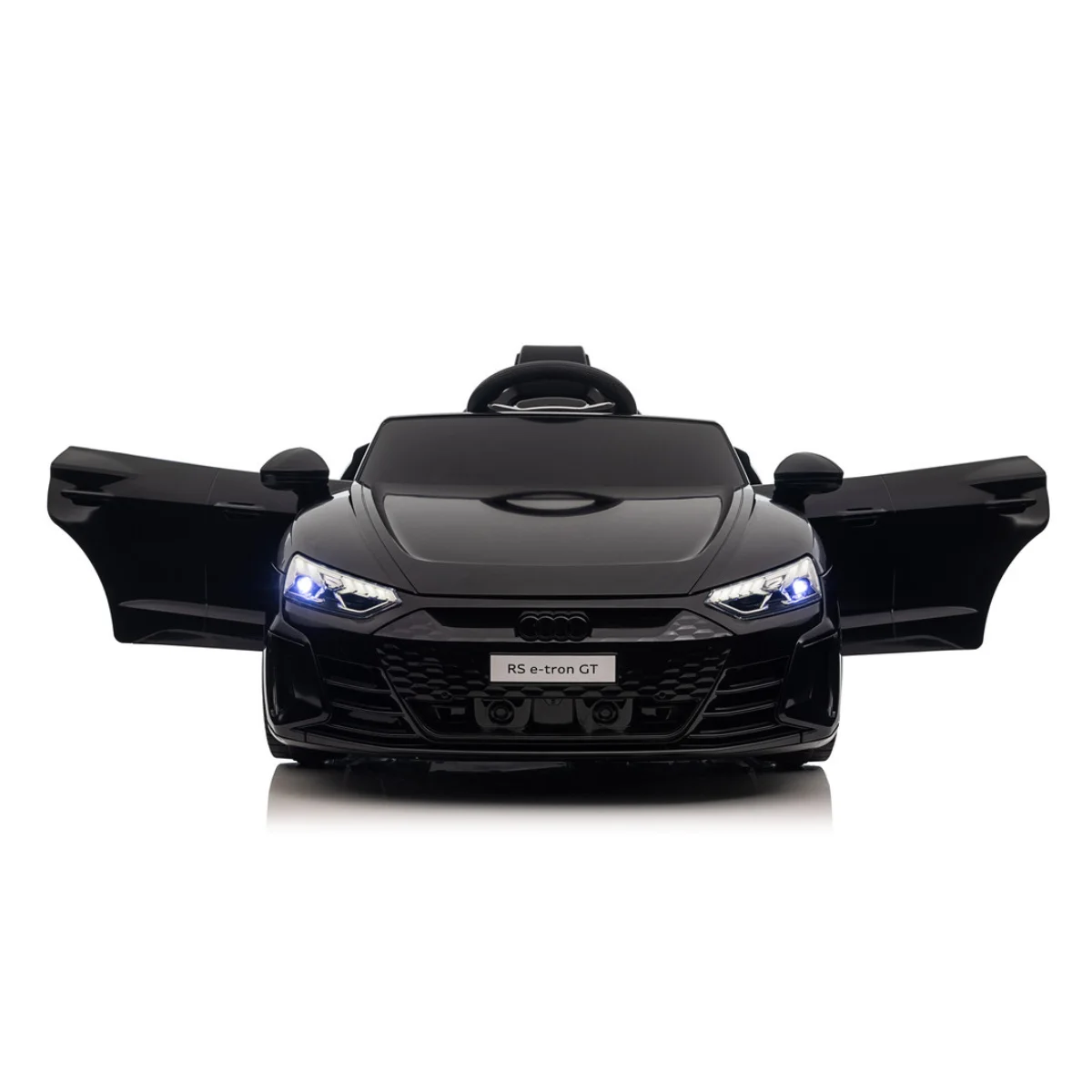 Pojazd_Audi_RS_E-Trone_GT_czarny_dla_dzieci_przod_otwarte_drzwi.webp